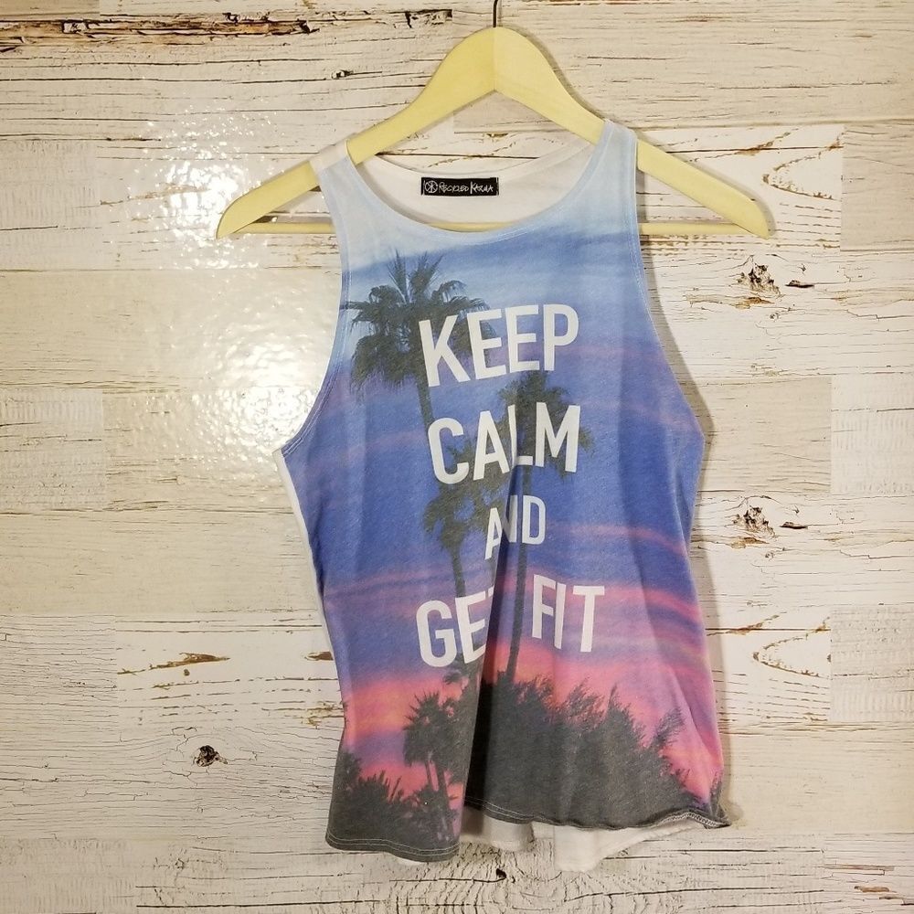 "Keep Calm and Get Fit" graphic tank